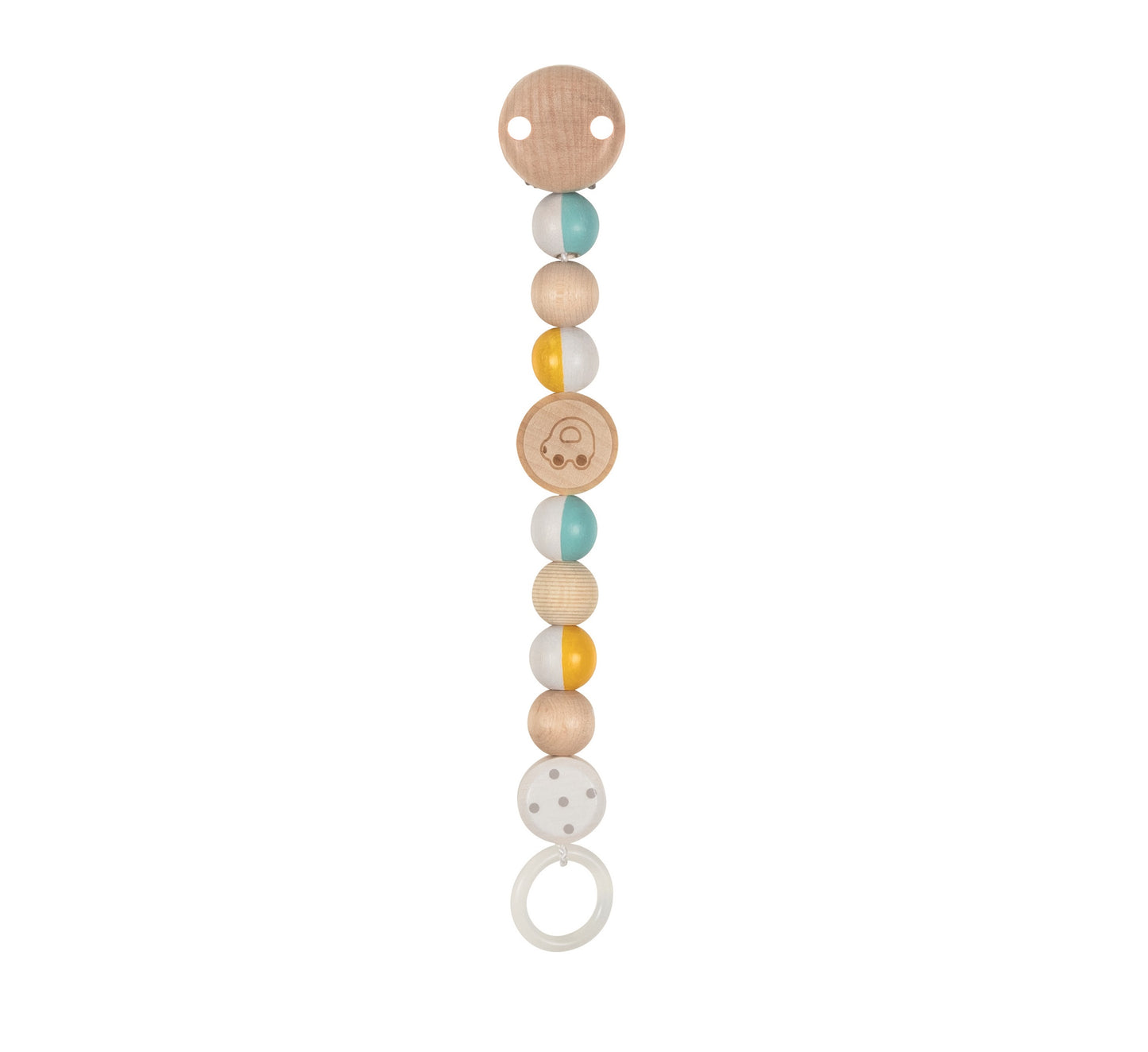 goki Baby Holz Schnullerkette Sternchen blau oder Herz rosa