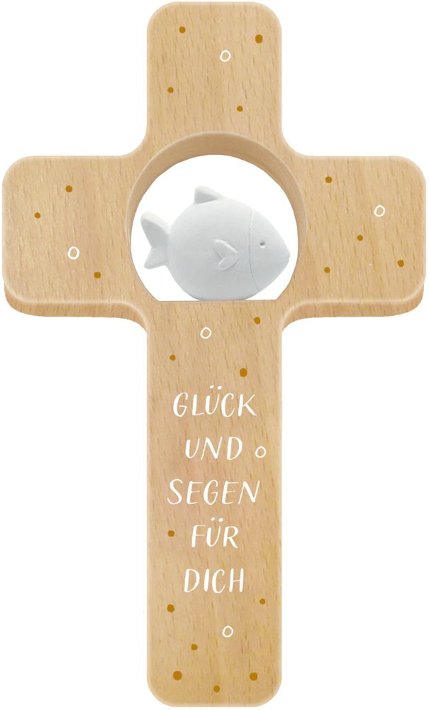 Coppenrath Taufgeschenk Holzkreuz Glück und Segen für dich (Fisch)