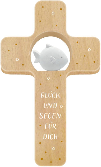Coppenrath Taufgeschenk Holzkreuz Glück und Segen für dich (Fisch)