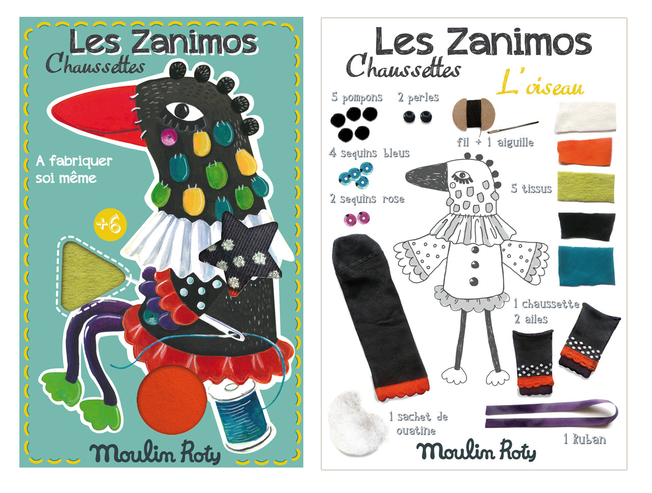 Moulin Roty Bastelset Les Zanimos Strumpf Vogel 6J+
