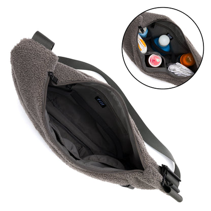 fillikid Teddyplüsch Daybag Wickeltasche grau Innen