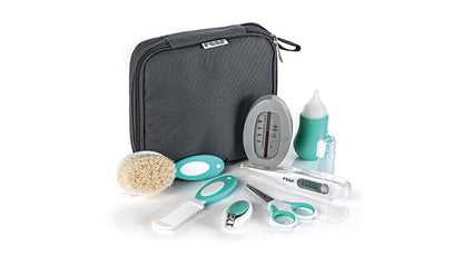 Reer Baby Pflegeset Babybürste, Kamm, Feile, Nagelschere und Clips