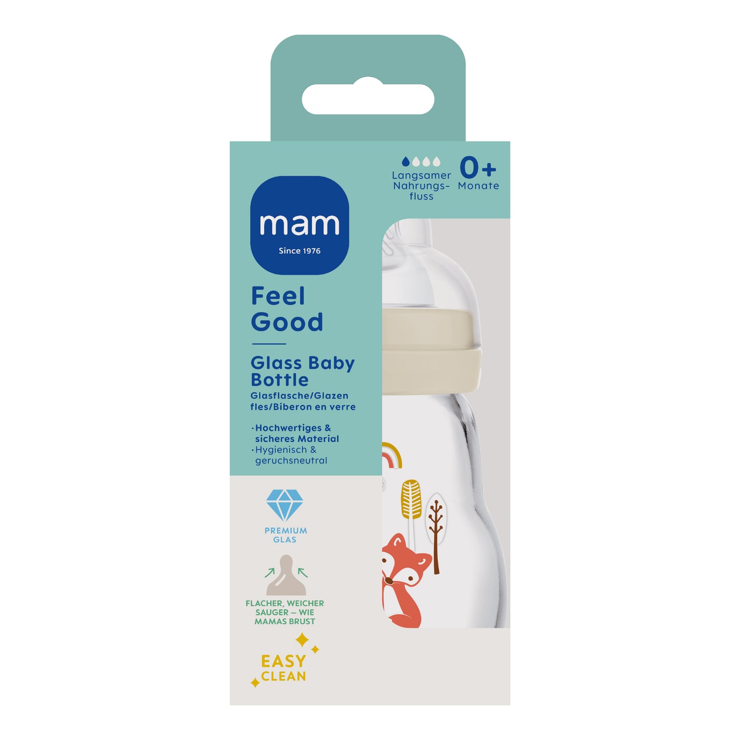 MAM Feel Good Matt AntiKolik Weithals Baby Glas Flasche