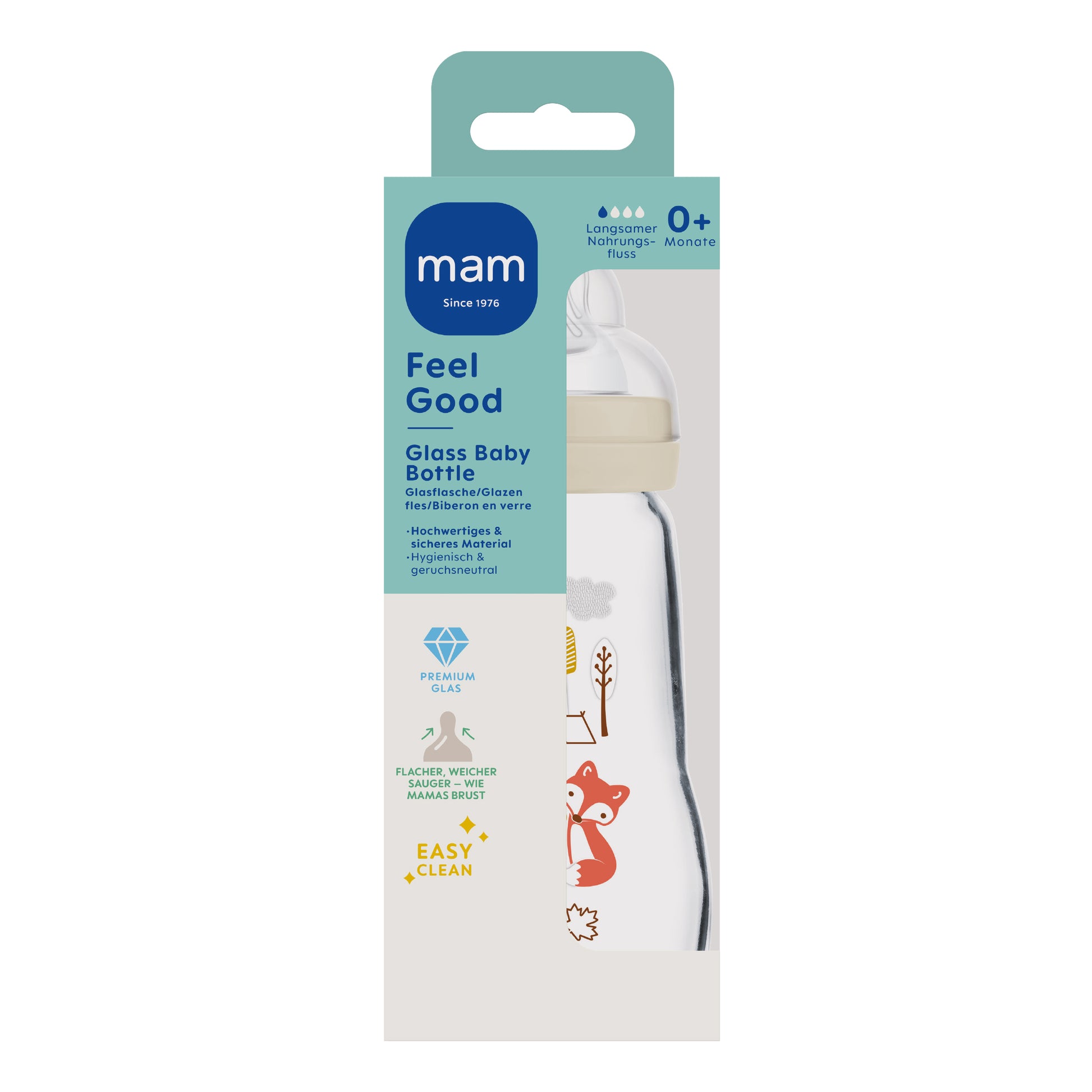 MAM Feel Good Matt AntiKolik Weithals Baby Glas Flasche