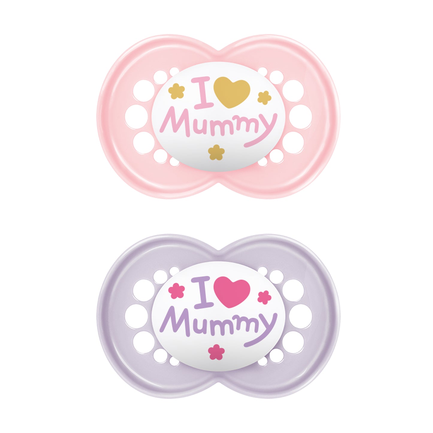 MAM Silikon Schnuller  I love Mummy oder I love Daddy -inkl. Sterilisierbox