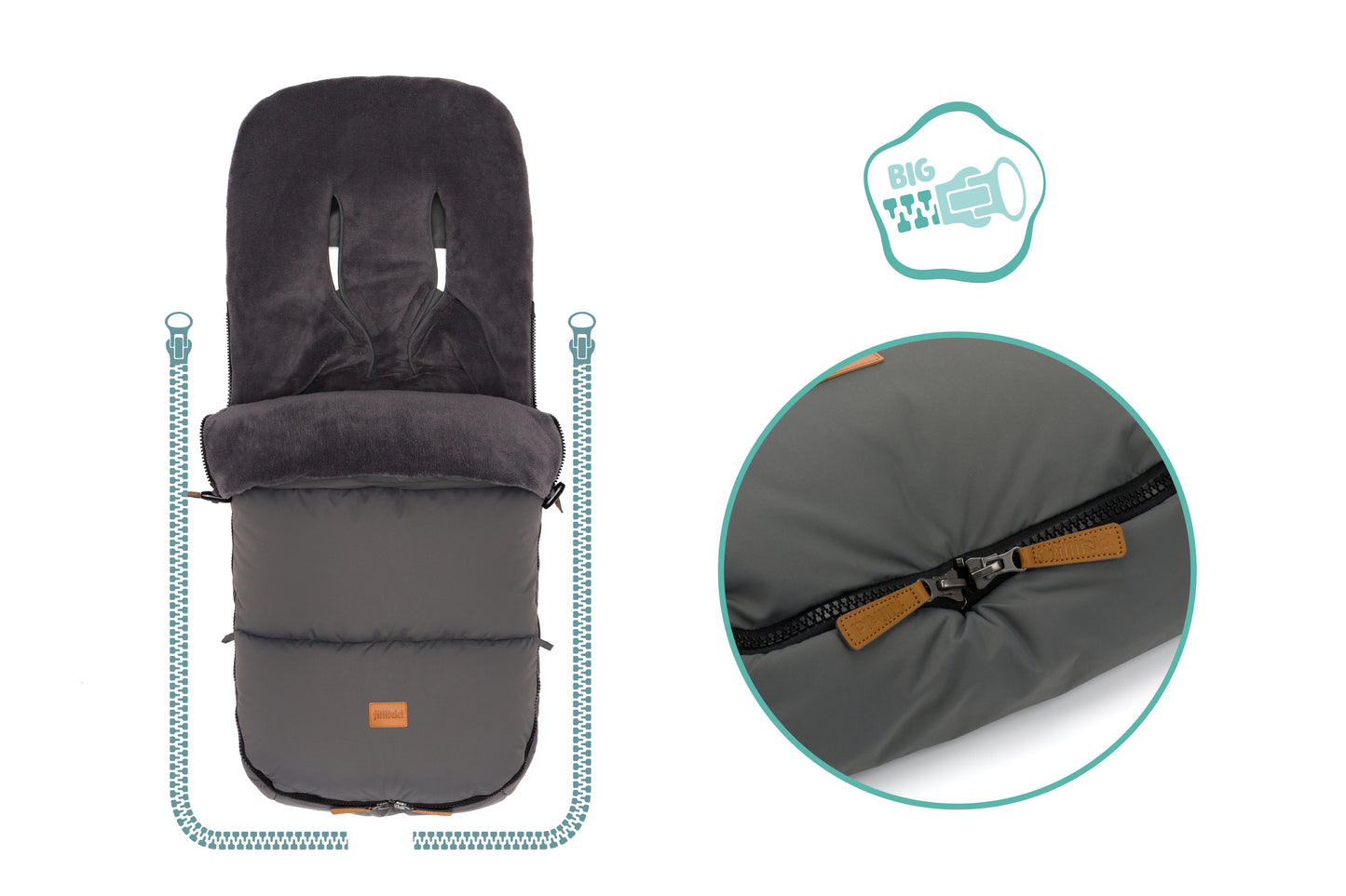 Fillikid Kinderwagen Winter Fußsack Kinley Grau