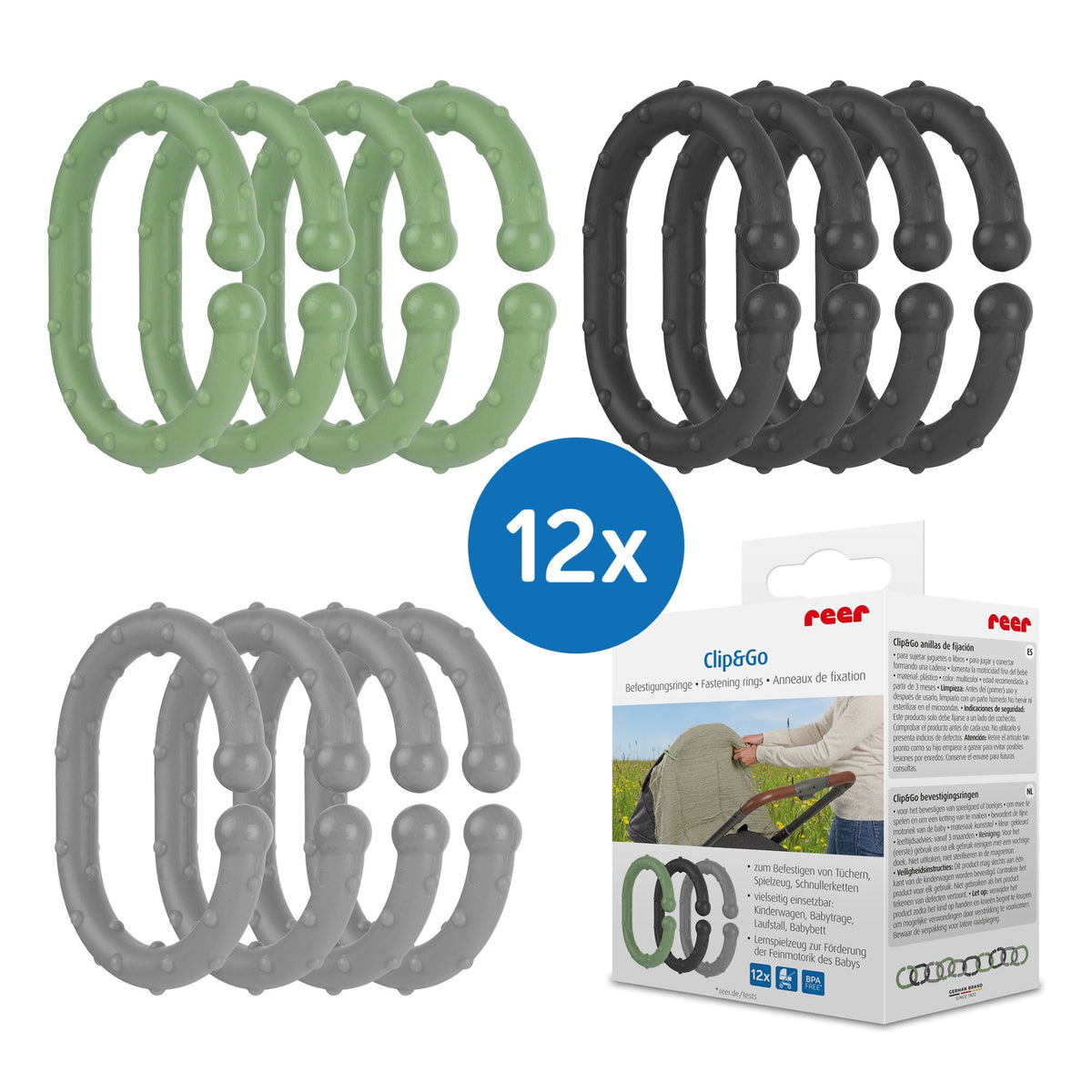 Reer Clip & Go Rings Befestigungsringe 12er
