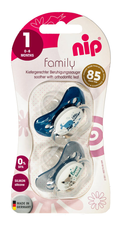 Nip Silikon Baby Schnuller Beruhigungssauger Kieferform Family 2er