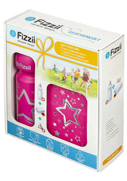 Fizzii Geschenkset Pausenbox & Trinkflasche mit Ersatzdeckel