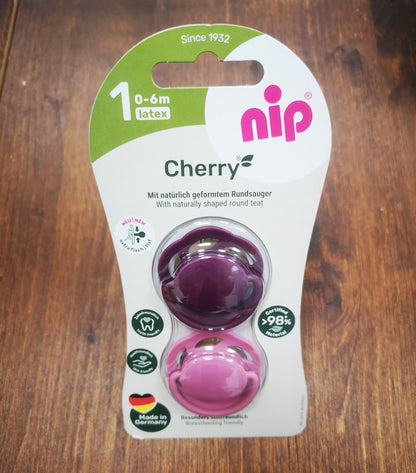 NIP Cherry Schnuller 2er Rund Form Latex Kirschform Naturform