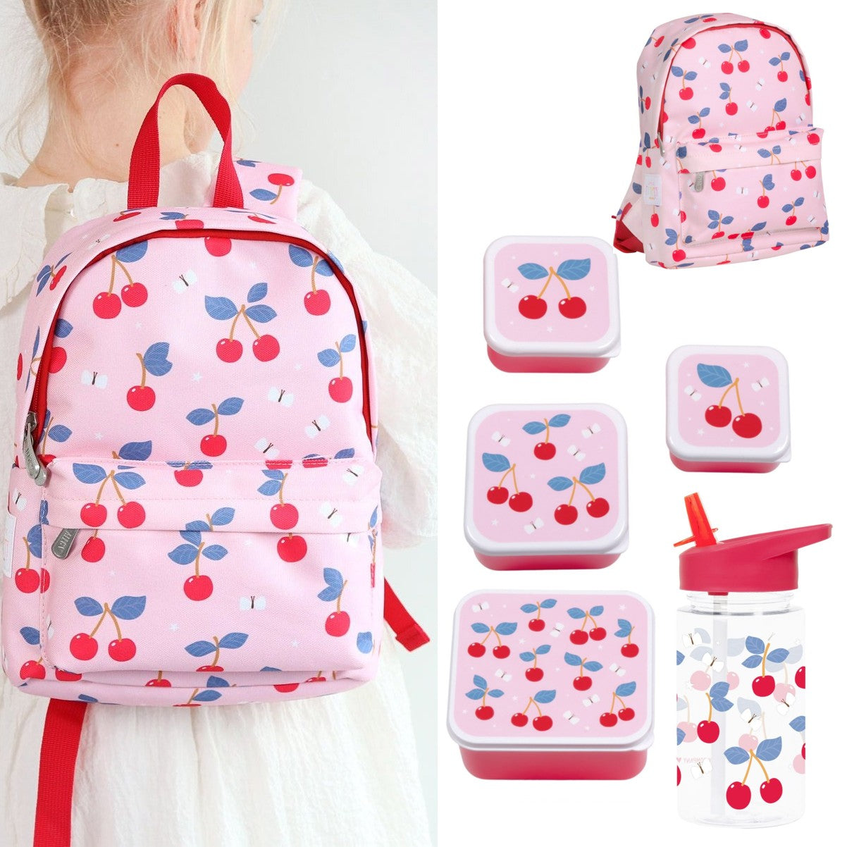 ALLC Kindergarten 3er Set: Rucksack, Trinkflasche und Lunchboxen