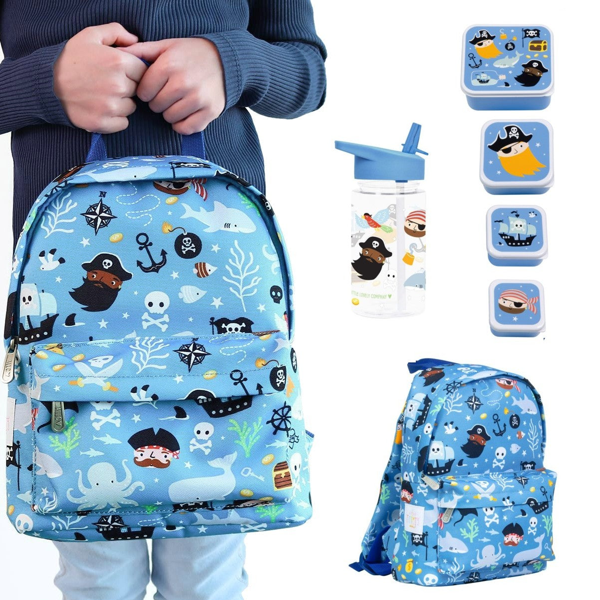 ALLC Kindergarten 3er Set: Rucksack, Trinkflasche und Lunchboxen