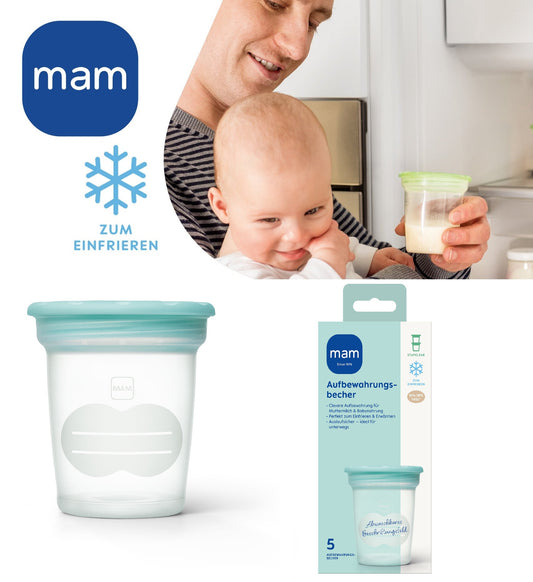 MAM 5er Aufbewahrungsbecher zum Einfrieren von Muttermilch & Babynahrung