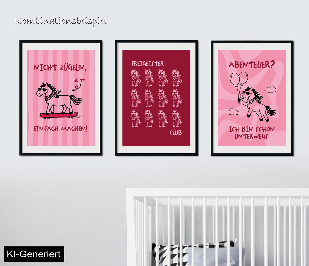 Tierbande Poster 40x60 cm Pferd Blitz Pink