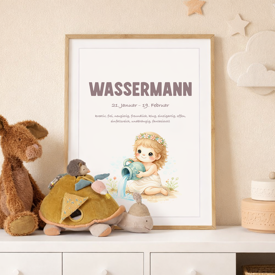 Baby Sternzeichen Poster Wassermann 40x60 cm