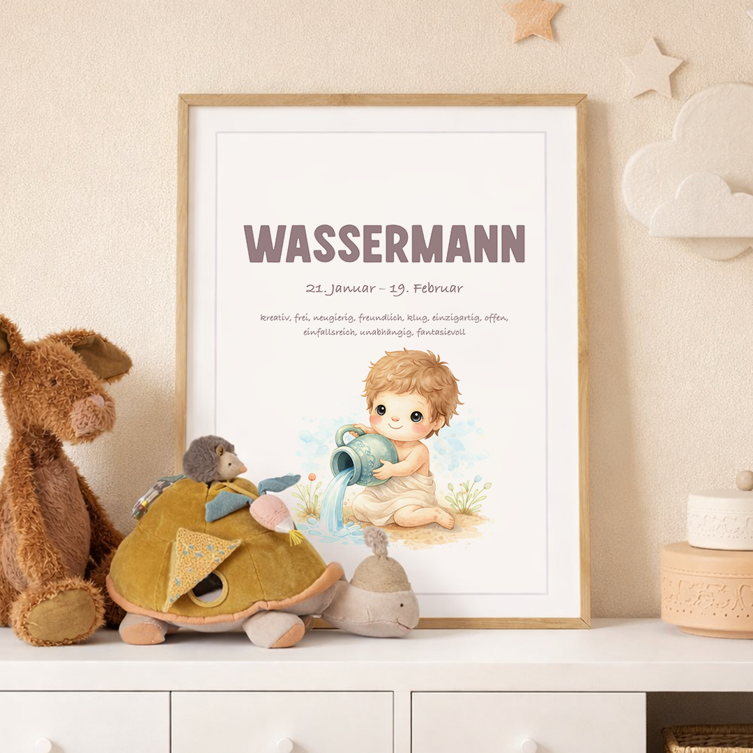 Baby Sternzeichen Poster Wassermann 40x60 cm