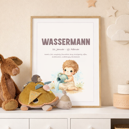 Baby Sternzeichen Poster Wassermann 40x60 cm