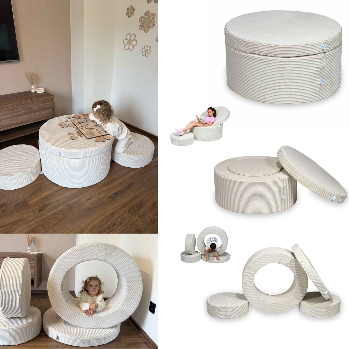 mimii Sitzhockerset Cord mit Stellmöglichkeiten