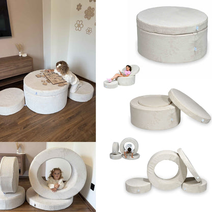 mimii Sitzhockerset Cord mit Stellmöglichkeiten