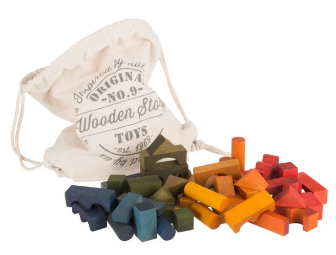 Wooden Story Naturbausteine Klein 100 Stück im Jutebeutel
