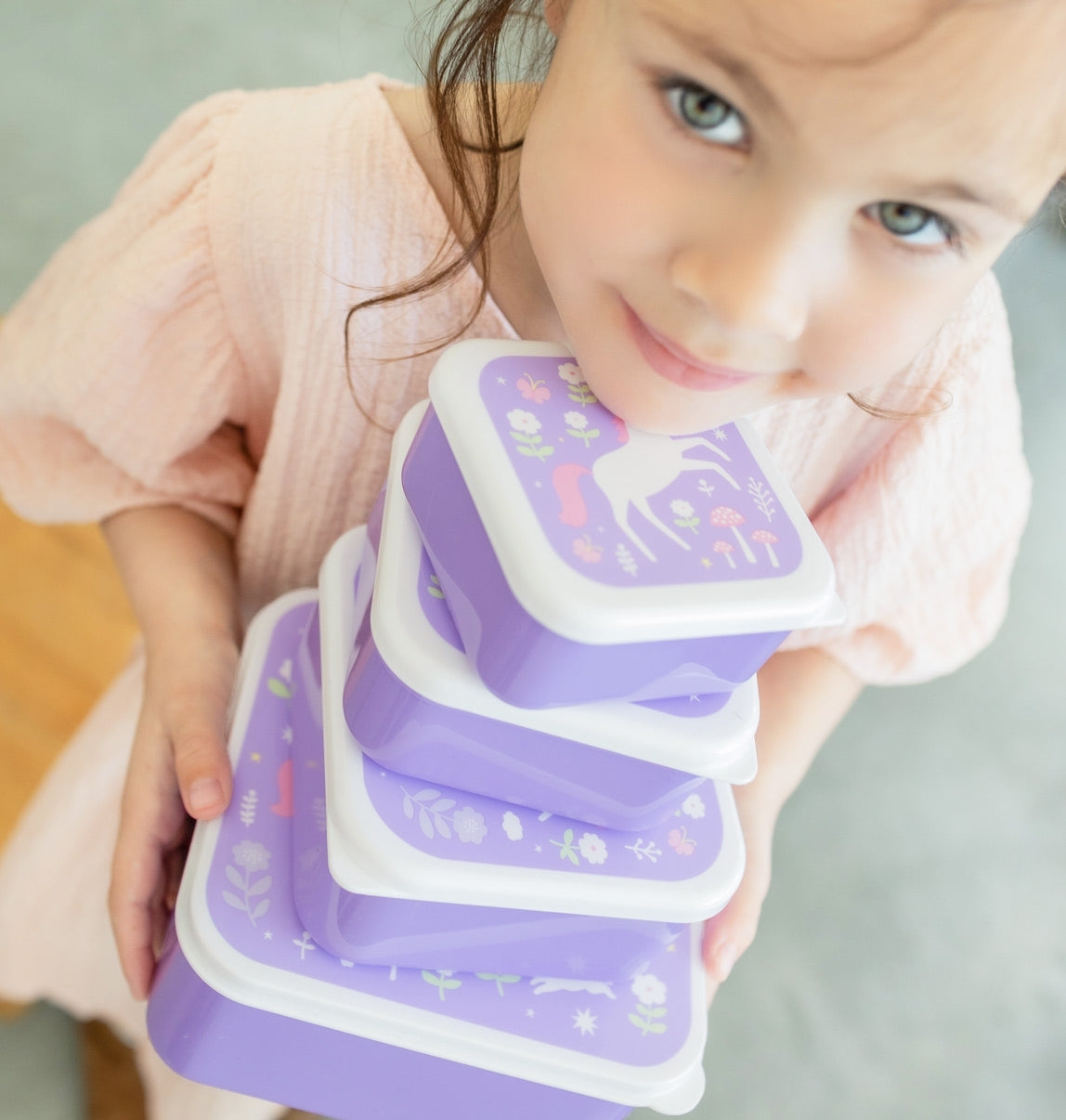 ALLC Kinder Snackboxen & Flasche Set Einhorn Lila