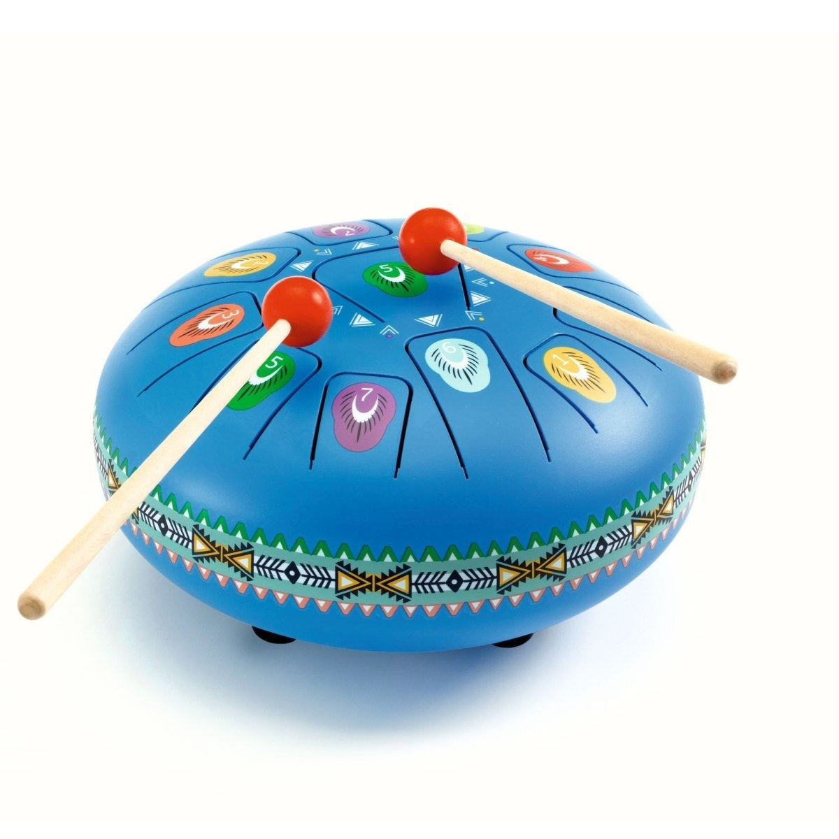 Djeco Musikinstrument Animabo Zungentrommel XL Hellblau 5J+