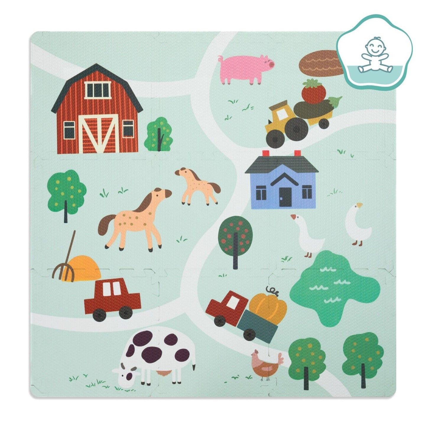 Fillikid Puzzle-Matte Bauernhof 9-teilig (93 x 93 x1 cm) 0m+