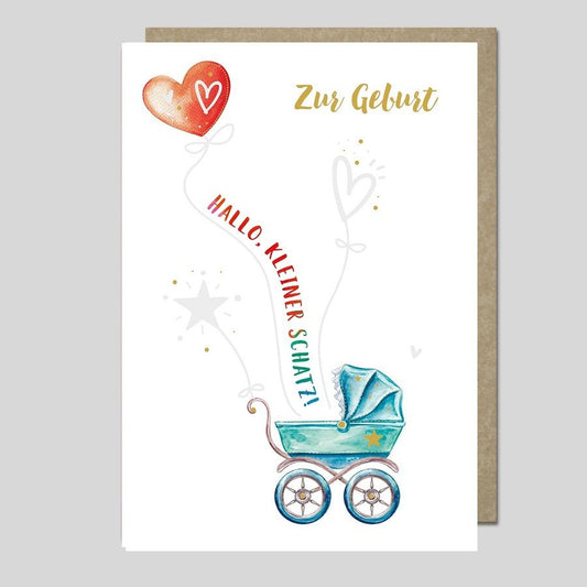 Umschlagkarte Aquarelle Zur Geburt Hallo kleiner Schatz!
