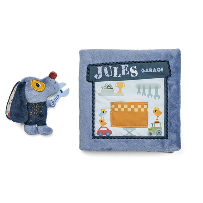 Lilliputiens Kinder Aktivitäten Stoffbuch Hund Jules Werkstatt Garage