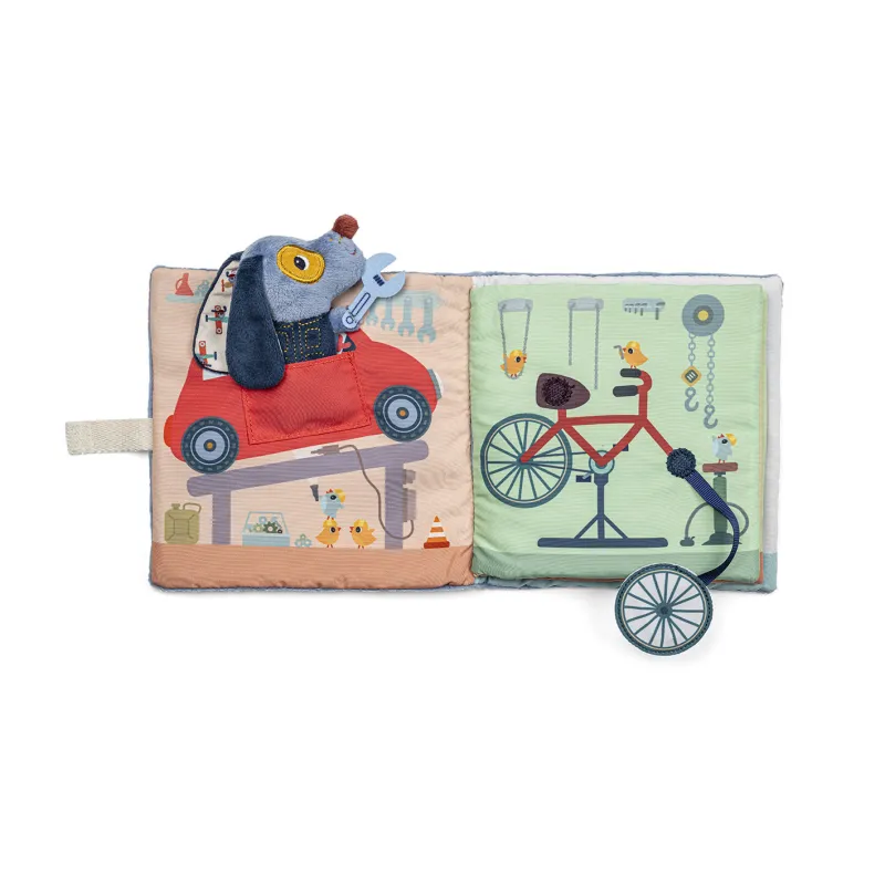 Lilliputiens Kinder Aktivitäten Stoffbuch Hund Jules Werkstatt Garage