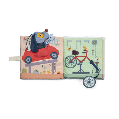 Lilliputiens Kinder Aktivitäten Stoffbuch Hund Jules Werkstatt Garage