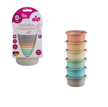 6er Nip Snackbox Pastell mit transparentem Deckel (a 300ml)