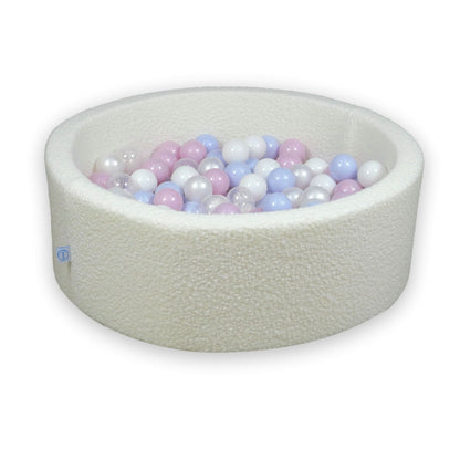 mimii Bällebad Rund 90x30cm Bouclé weiß
