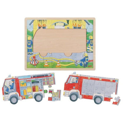Goki 2in1 Schichtenpuzzle Feuerwehr, 3J+