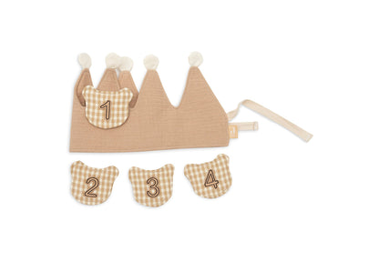 Jollein Kinder Geburtstagskrone mit Zahlen 1-4 (Musselin Beige)