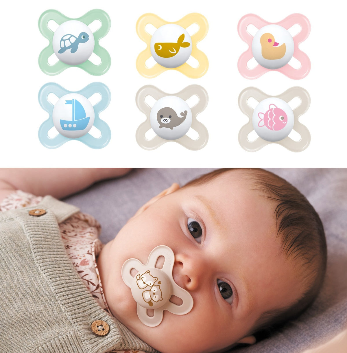 MAM ORIGINAL START Silikon Schnuller Symmetrisch Oval Junge / Mädchen 0-2 M
