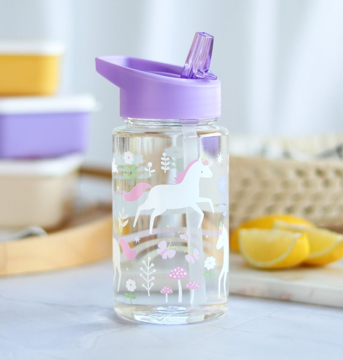 ALLC Kinder Snackboxen & Flasche Set Einhorn Lila