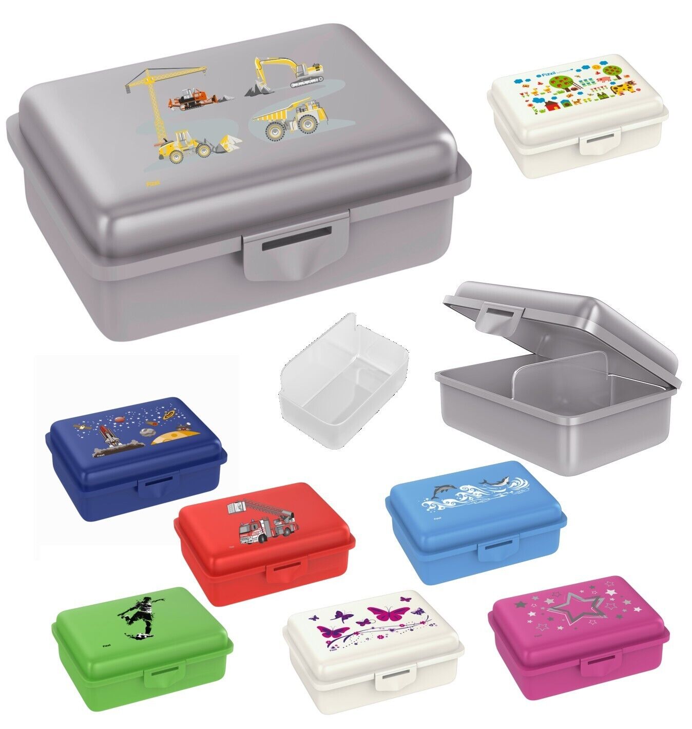 Fizzii Bunte Lunchbox Brotdose Kinderbrotdose mit Trennfach