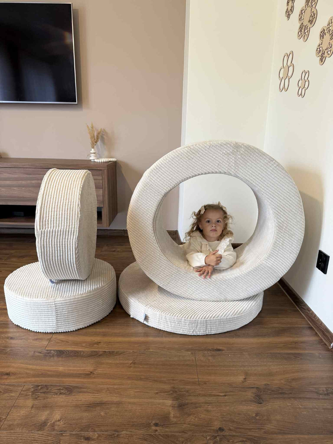 mimii Sitzhockerset Cord Creme