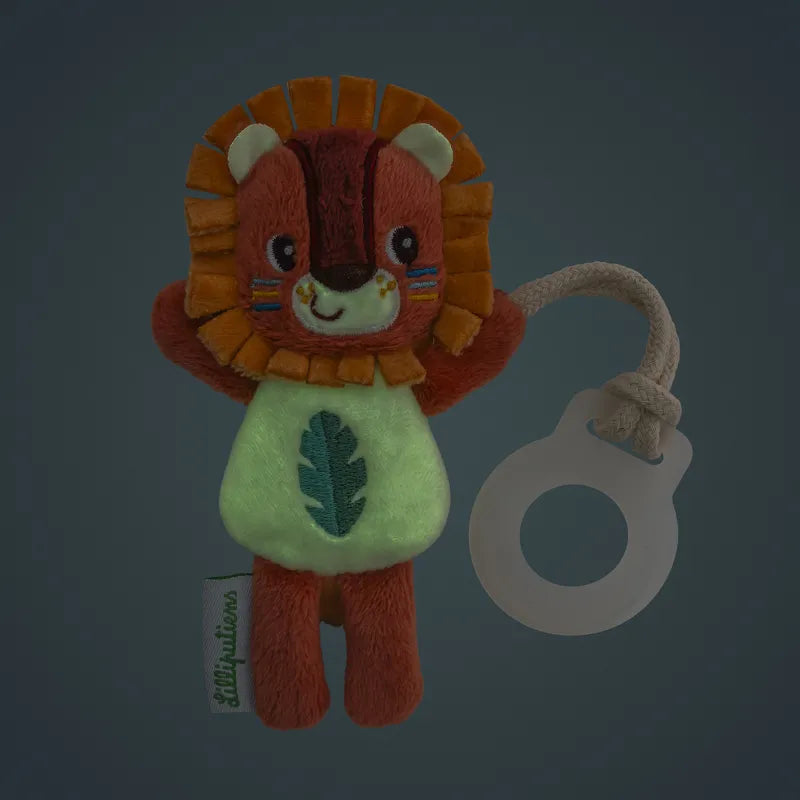 Lilliputiens Mini Schnullerhalter Löwe Jack Orange - Mini Freund der Nacht - Leuchtend