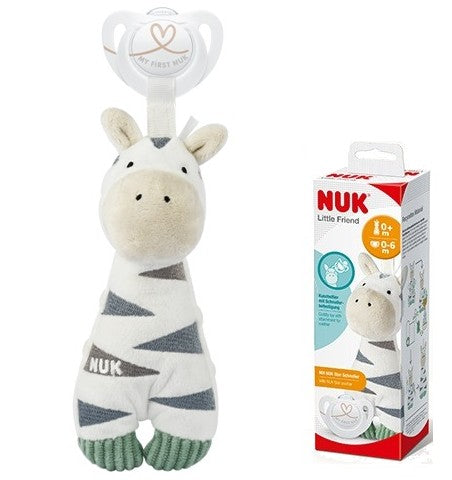 NUK Baby Geschenkset Kuschelschnullerhalter Zebra mit Schnuller