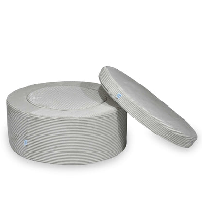 mimii Sitzhockerset Cord Hellgrau