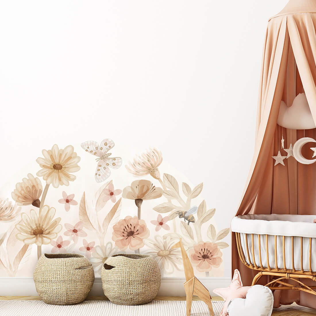 Pastelowe Love Wandaufkleber Halbkreis Sticker Meadow Blumenwiese