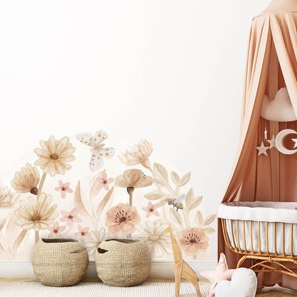 Pastelowe Love Wandaufkleber Halbkreis Sticker Meadow Blumenwiese