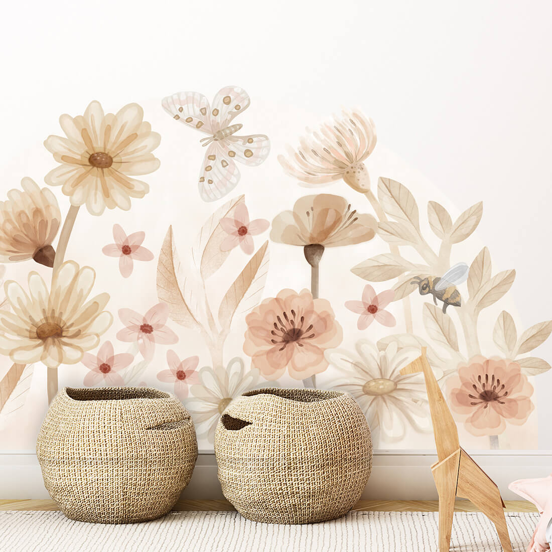 Pastelowe Love Wandaufkleber Halbkreis Sticker Meadow Blumenwiese